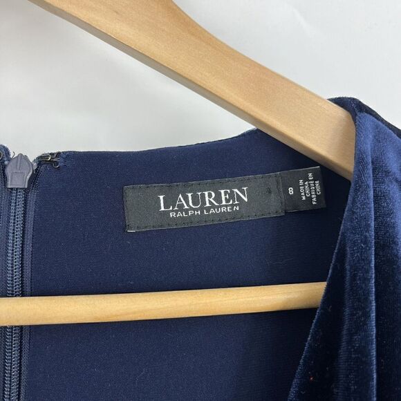 Lauren Ralph Lauren Jumpsuit Size 8 Womens Navy Velvet Surplice Evening Wrap - Picture 4 of 11